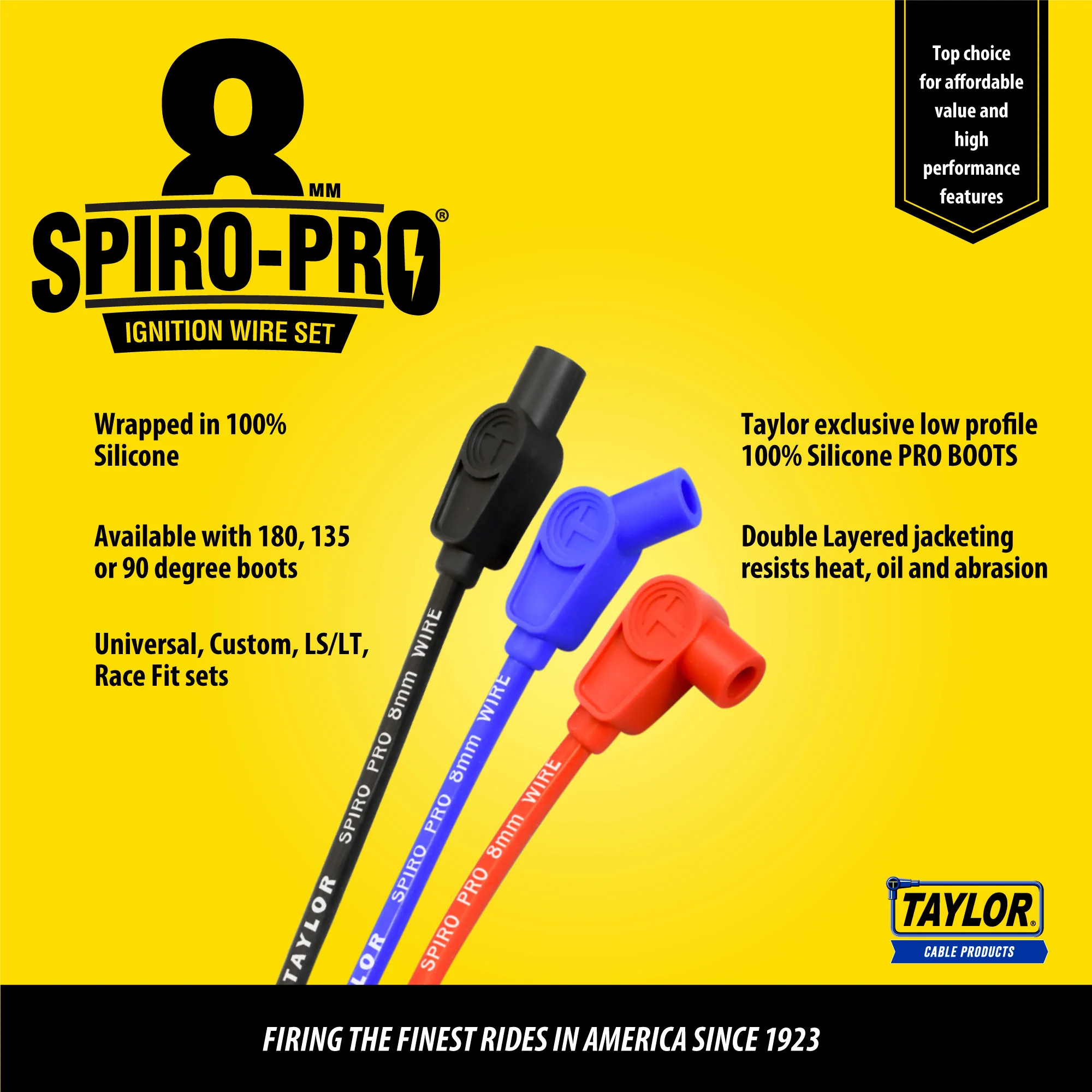1987-97 GM Big Block 7.4L V8 with Throttle Body Injection 8mm Spiro-Pro Spark Plug Wire Set (Available in 3 Colors) - Image 5
