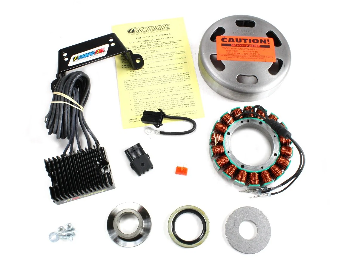 40 Amp 3Phase Charging System Kit with Vented Rotor for 1981-99 Evo Harley® Models