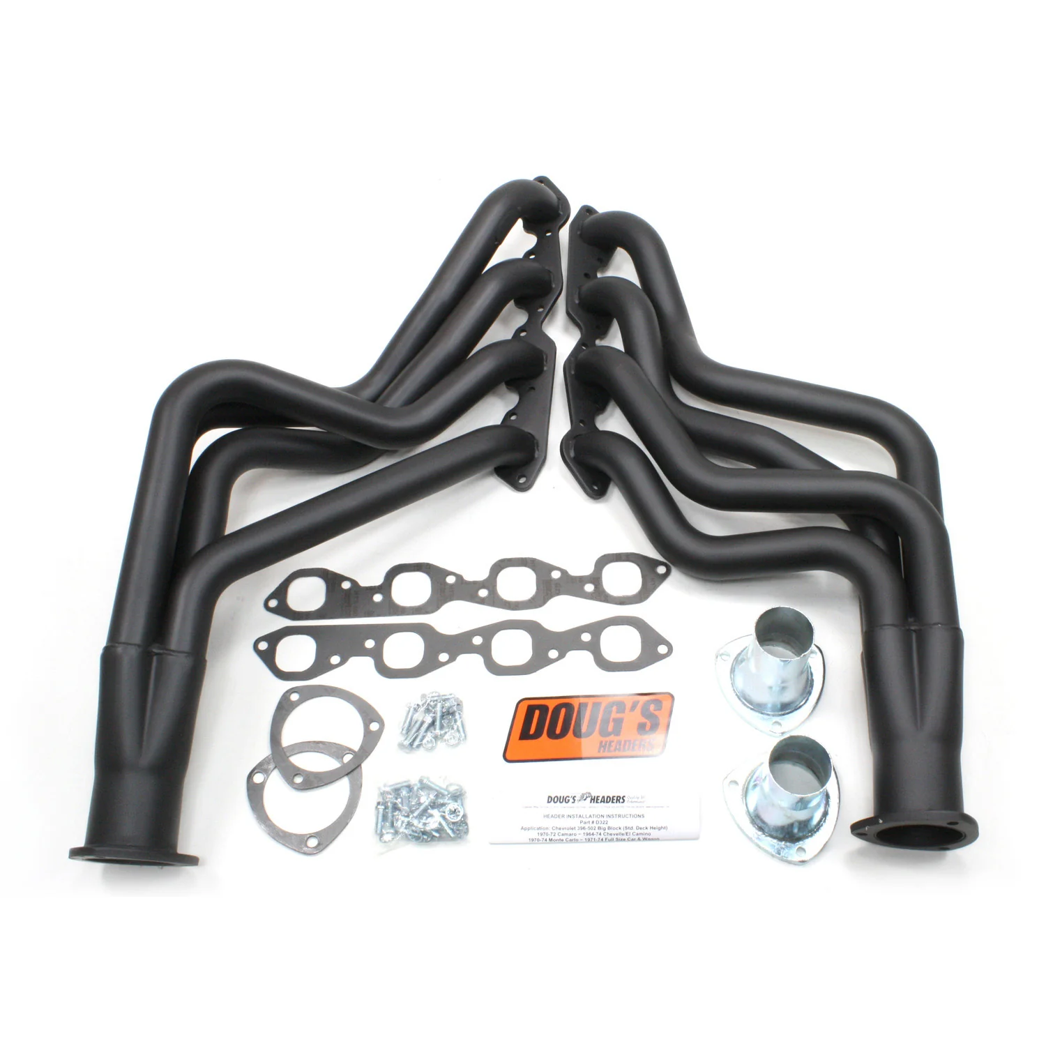 1965-86 Chevy/GMC Big Block without A/C 2" Long Tube Header with Hi-Temp Black Coating