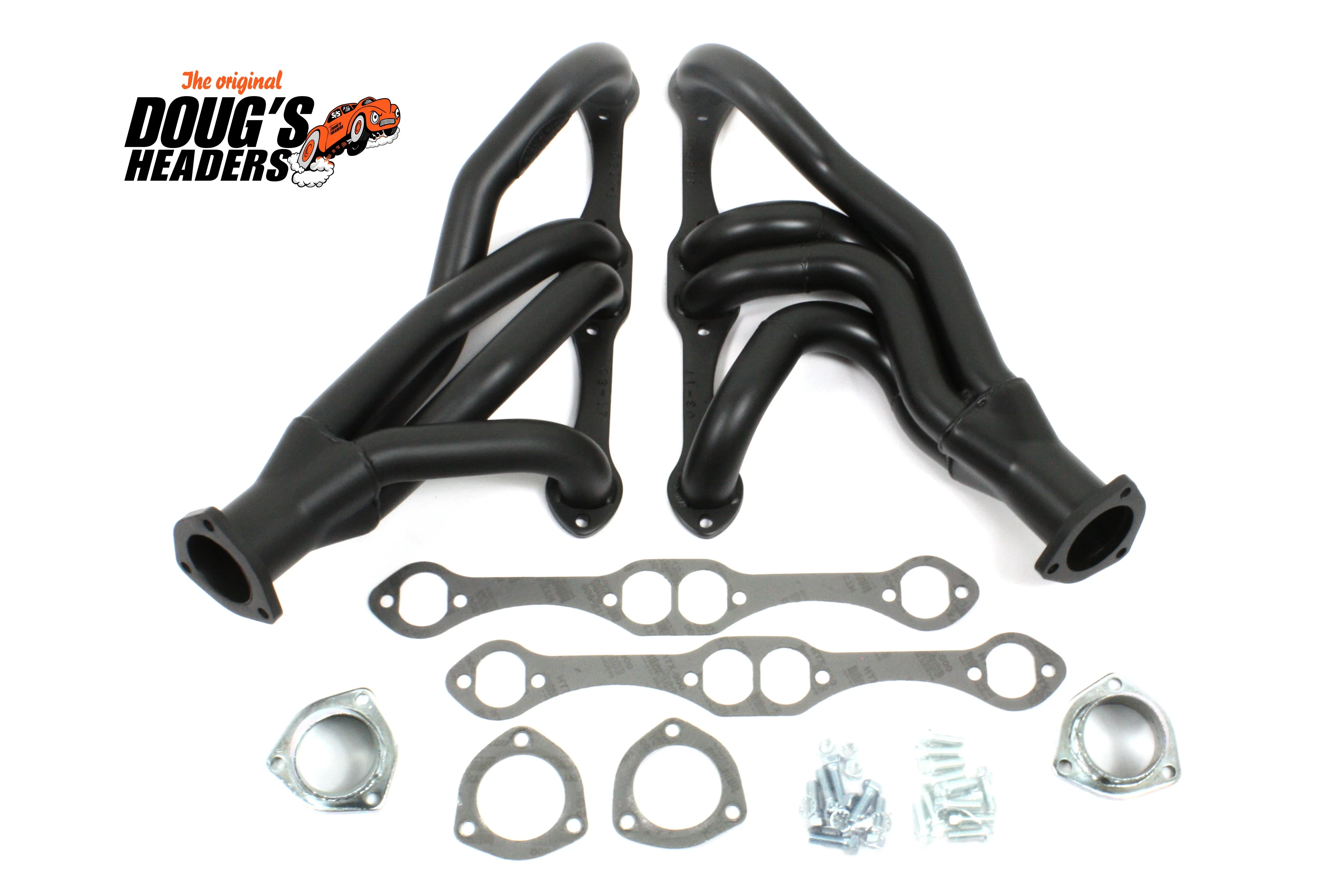 1962-67 Chevy II Small Block with Mustang II/Detroit Speed Suspension 1 5/8" Long Tube Header with Hi-Temp Black Coating