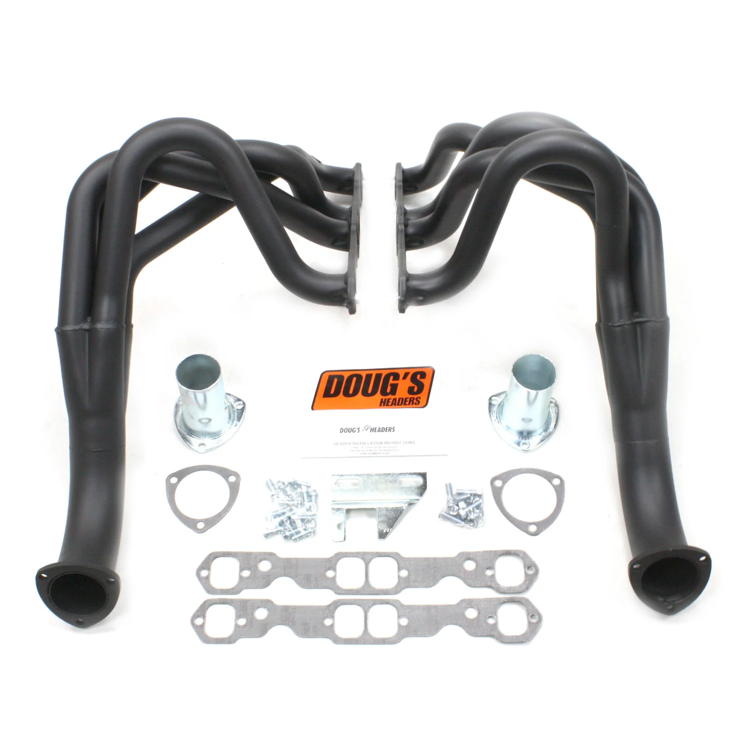 1963-67 Chevy II Small Block without A/C & Power Steering 1 3/4" Fenderwell Header with Hi-Temp Black Coating