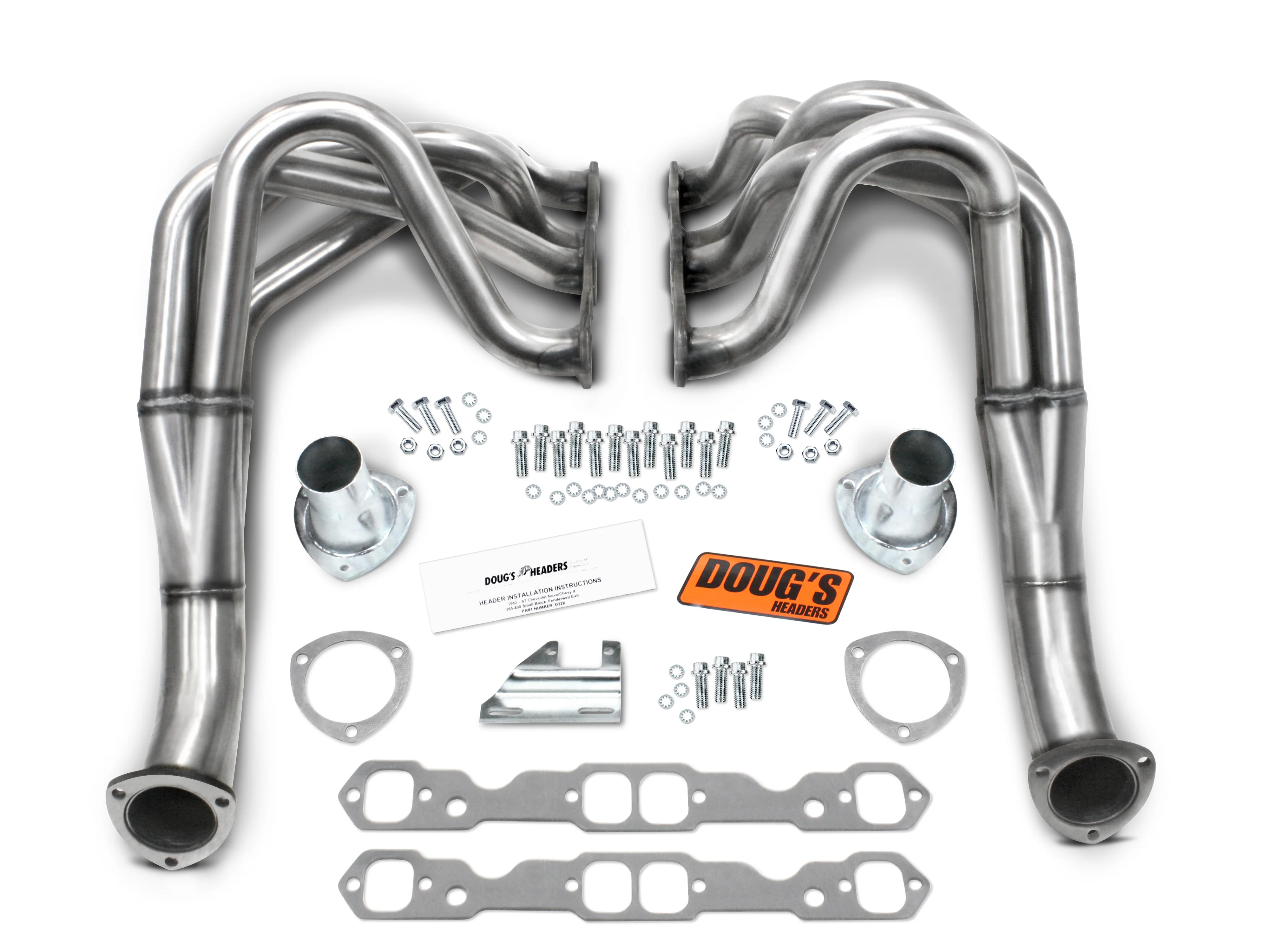 1963-67 Chevy II Small Block without A/C & Power Steering 1 3/4"  304 Stainless Steel Fenderwell Header