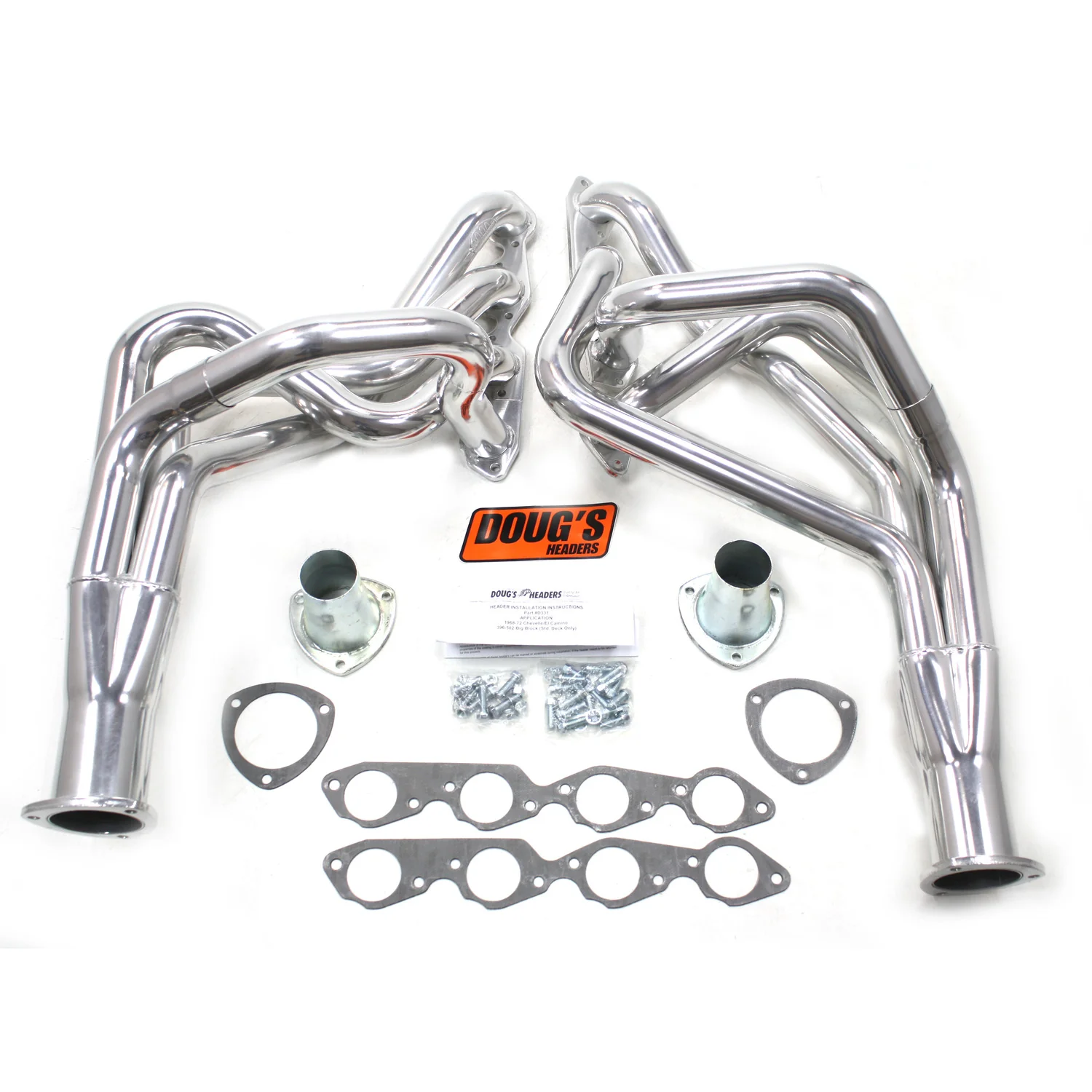 1968-73 Chevy Chevelle/El Camino Big Block without A/C 2 1/8" Long Tube Header with Metallic Ceramic Coating