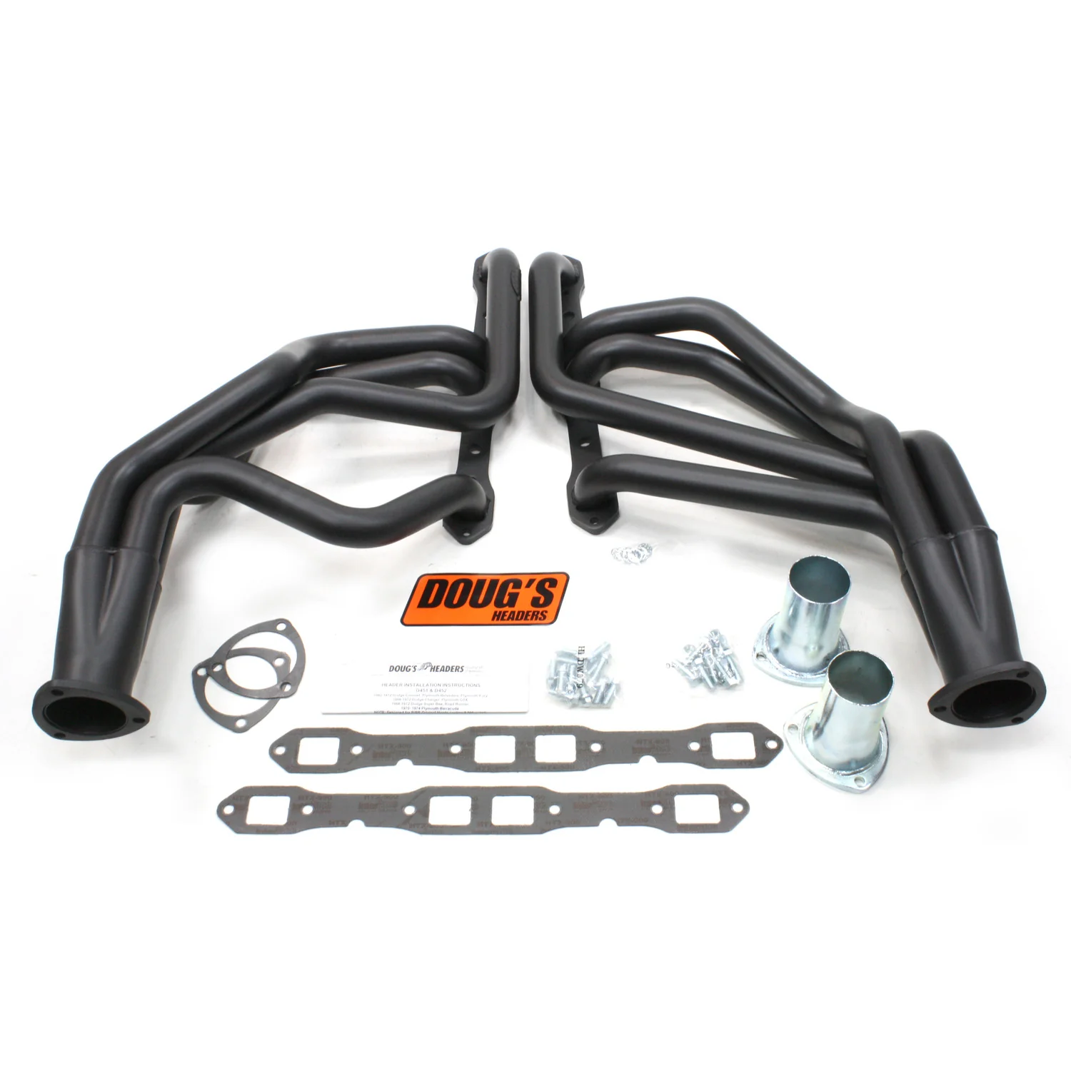 1962-74 Mopar B-Body/E-Body Wedge Head 1 3/4" Long Tube Header with Hi-Temp Black Coating