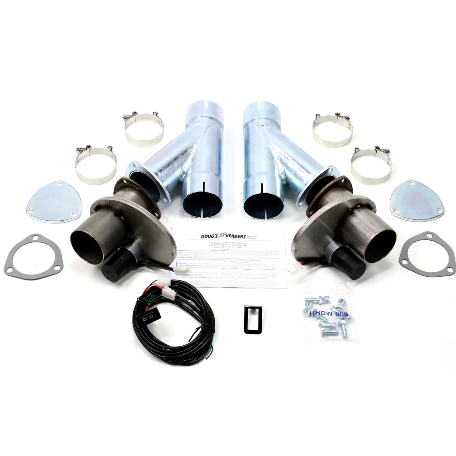 Electric Exhaust Cutout with Hook-Up Kit for 3" Tubing (Pair)