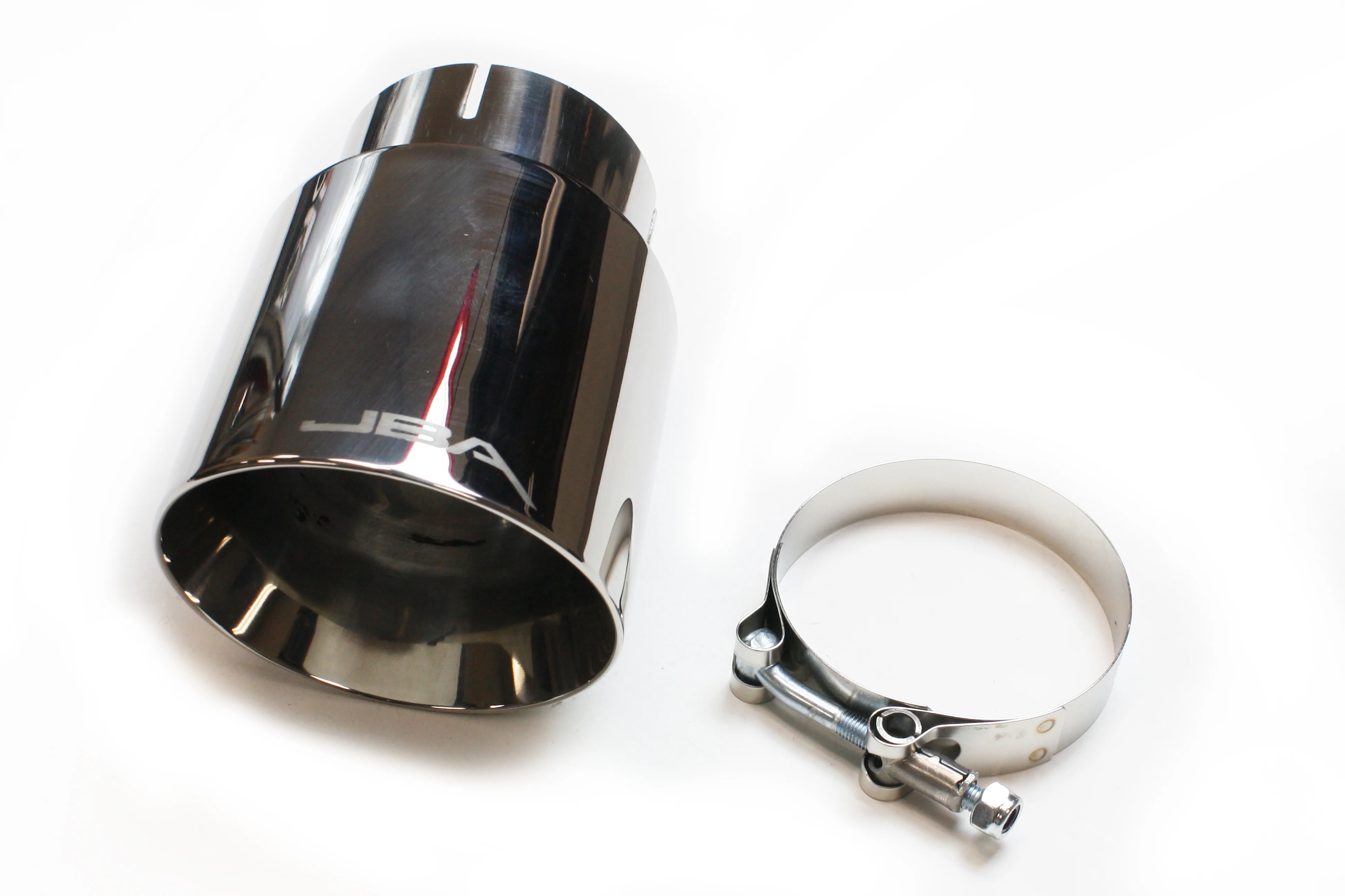 JBA Performance Exhaust 12-08276 3” x 4” x 7 5/8” Double Wall Polished S/S Chrome Tip - Clamp on