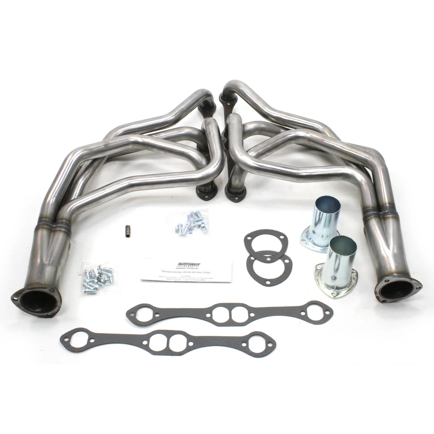 1973–91 GM Truck/SUV Small Block Chevy V8 1 5/8" Long Tube Header in Raw Steel