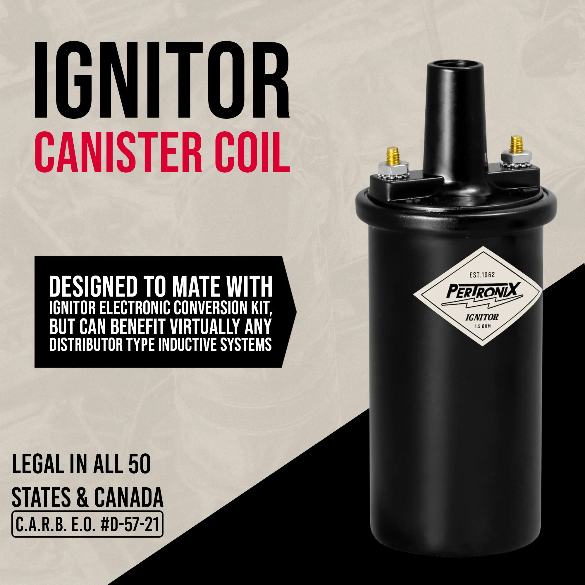 PerTronix 40011 Ignitor Oil Filled 40,000 Volt Ignition Coil with 1.5 Ohms Resistance in Black - Image 8