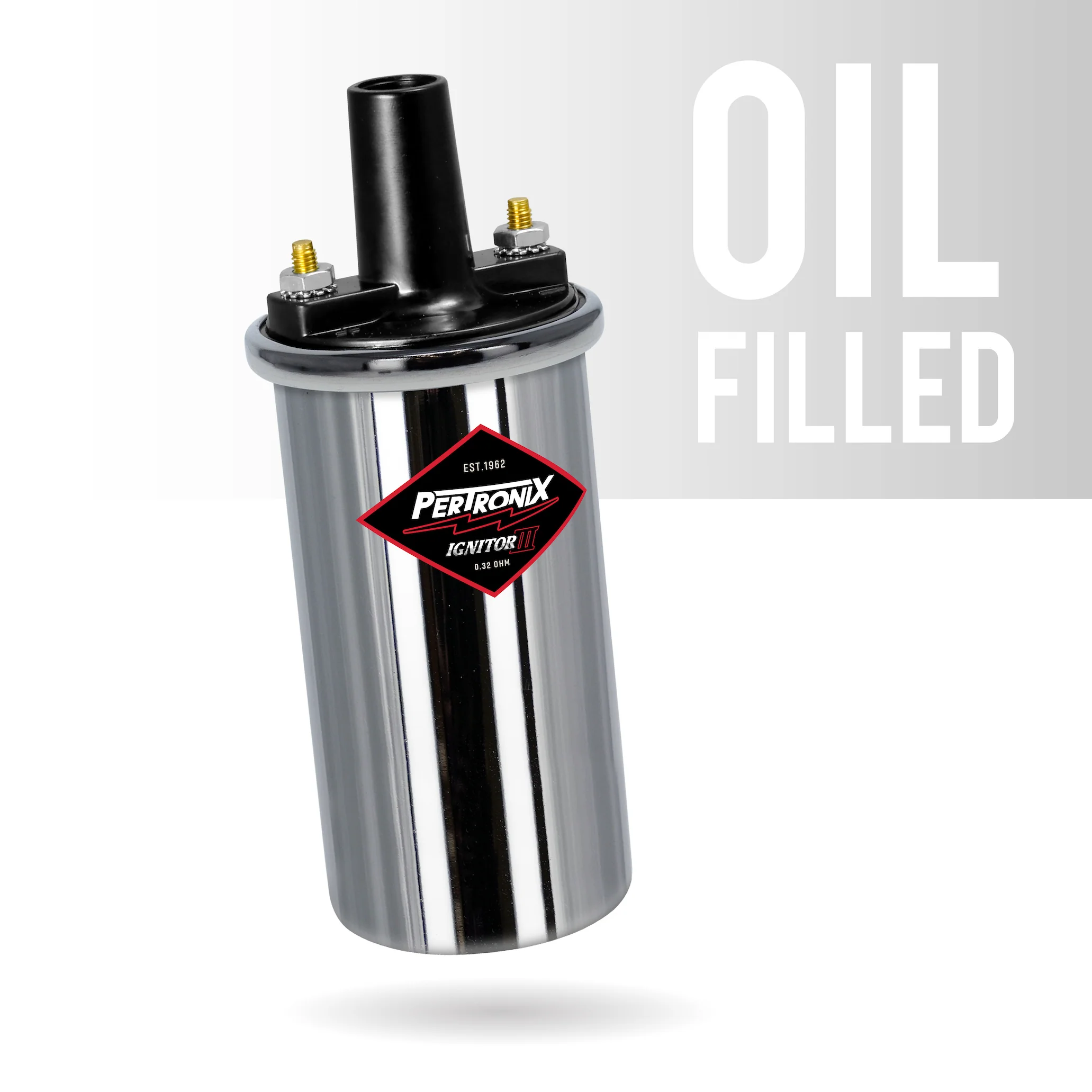 PerTronix 44001 Ignitor III Oil Filled 45,000 Volt Ignition Coil with 0.32 Ohms Resistance in Chrome - Image 2