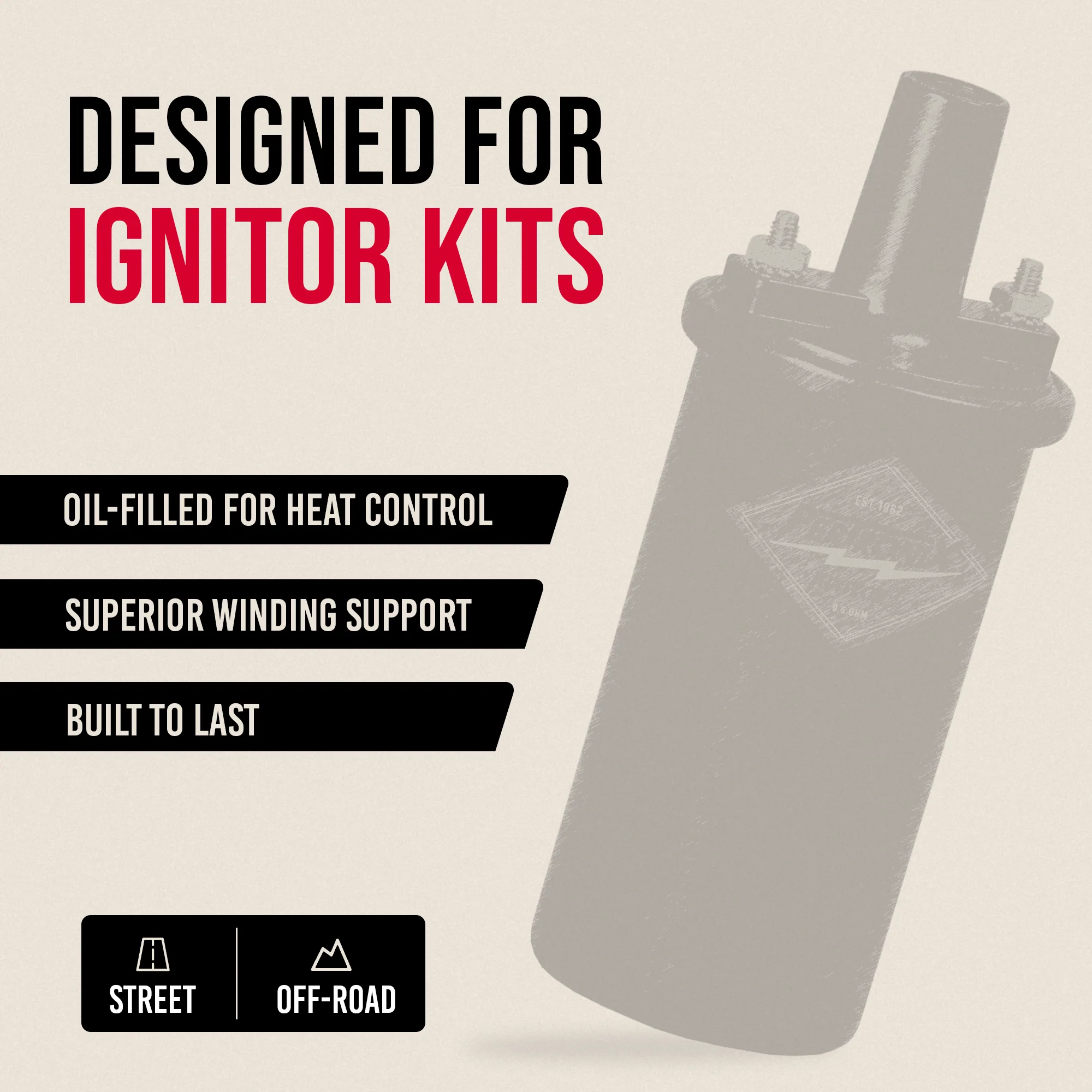 PerTronix 45011 Ignitor II Oil Filled 45,000 Volt Ignition Coil with 0.6 Ohms Resistance in Black - Image 8