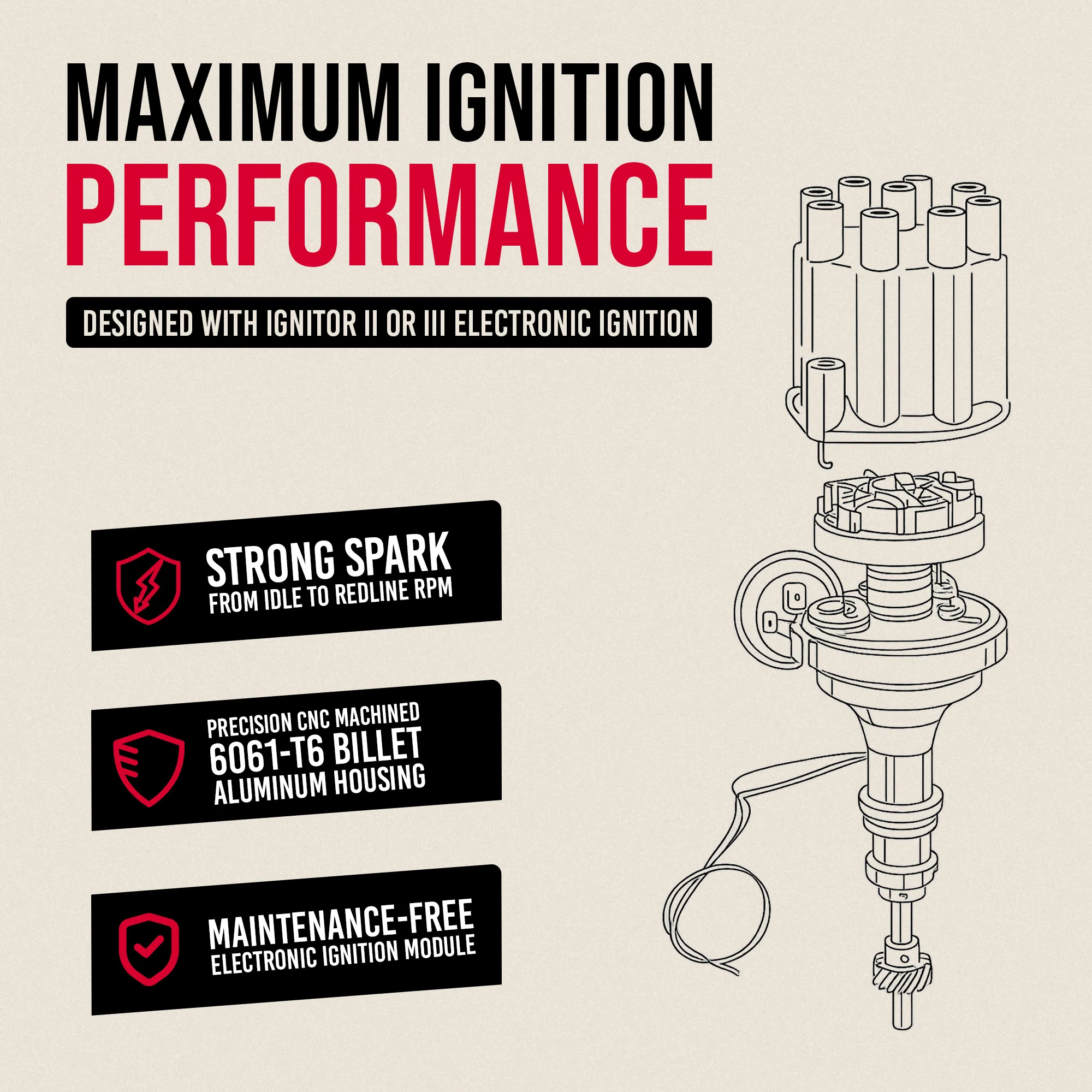 PerTronix Billet Distributor for Ford Small Block Engines (Ignitor II) - Image 5