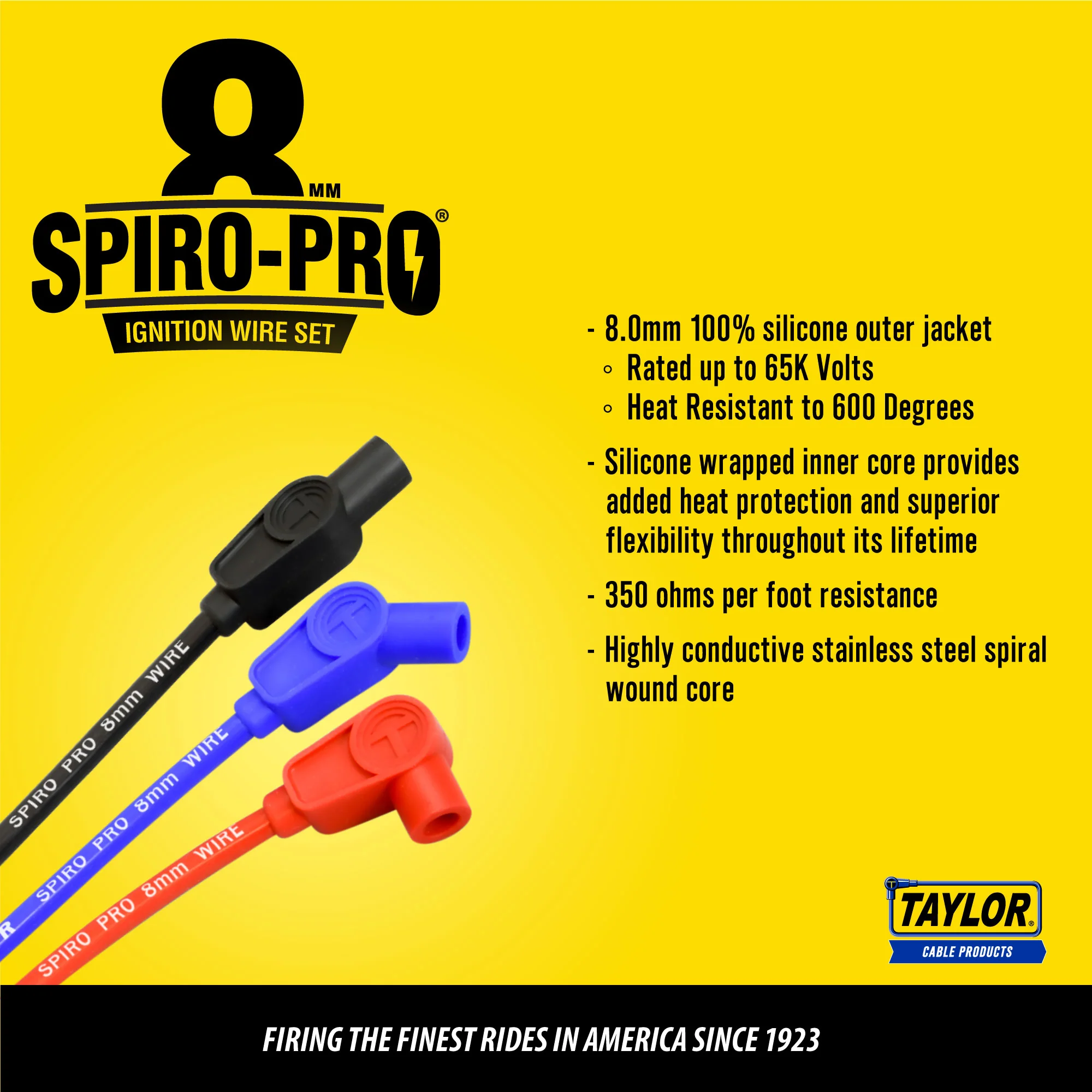 1994-95 Ford Mustang/Mustang SVT Cobra 5.0L V8 8mm Spiro-Pro Spark Plug Wire Set - Image 4