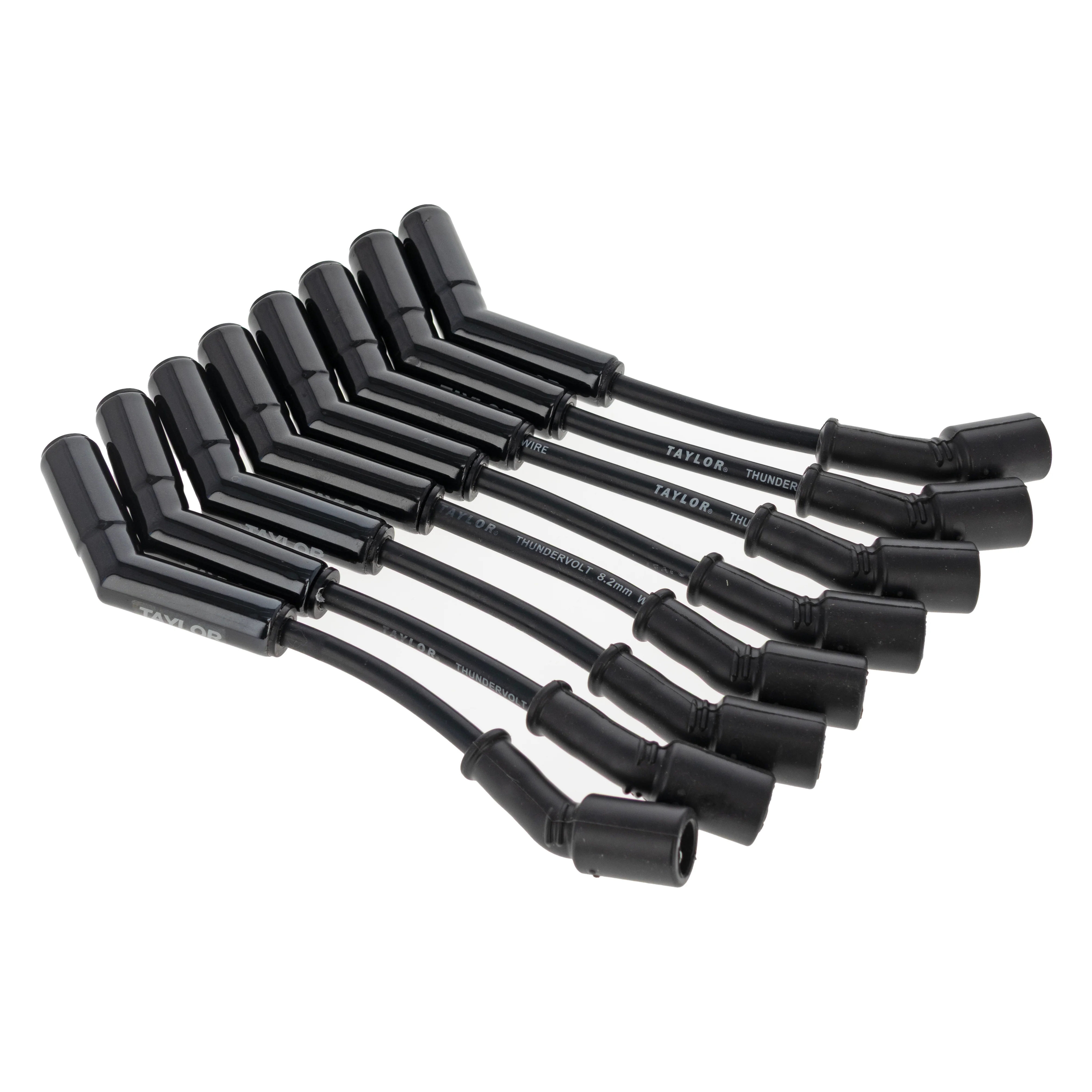 LS Engines Race Fit 8.2mm Thundervolt Black Ceramic Boots Spark Plug Wire Set with 9.5" Car Header Fitment