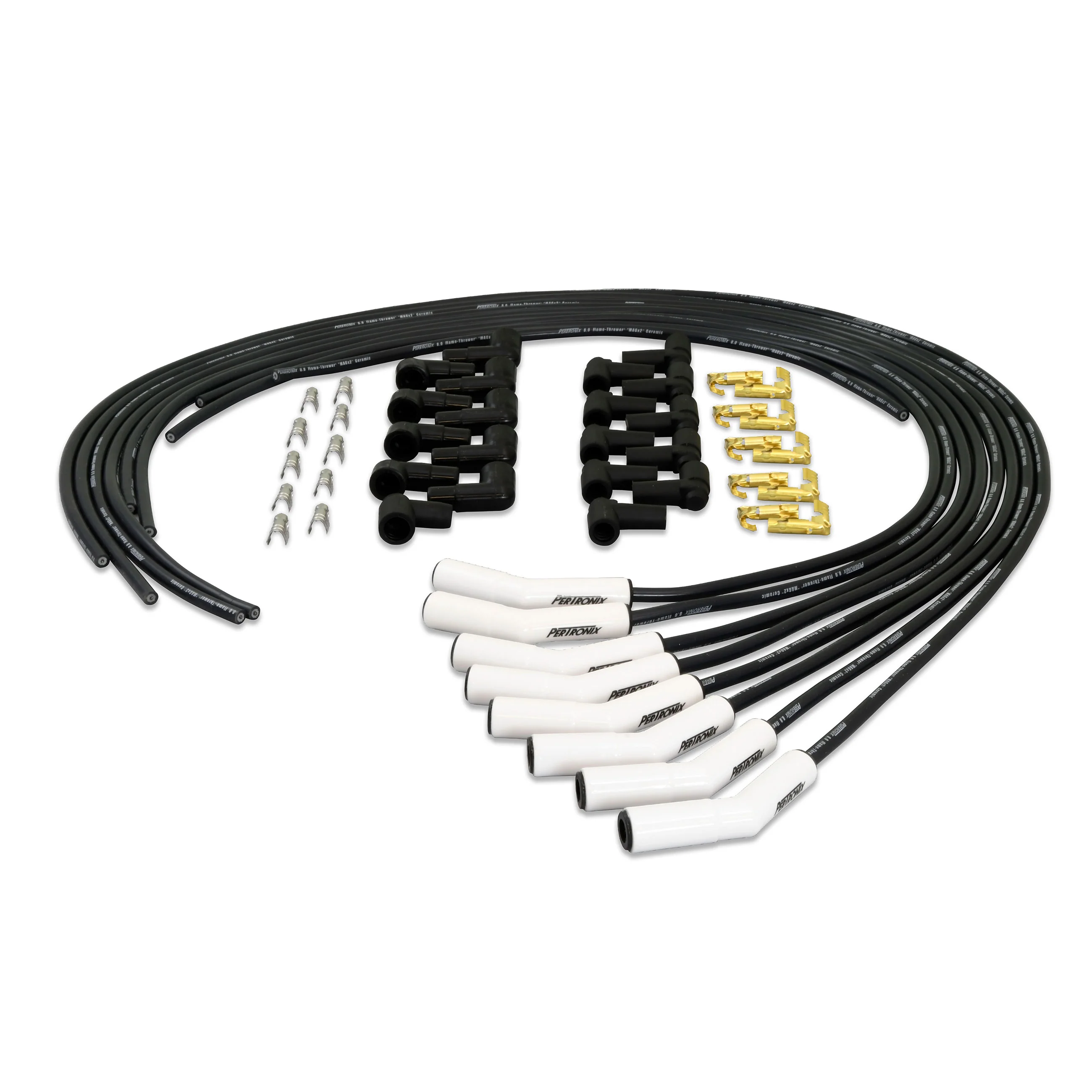 Universal 8mm MAGx2 White Ceramic Boot Spark Plug Wire Set (Available in 3 Boot Angles)